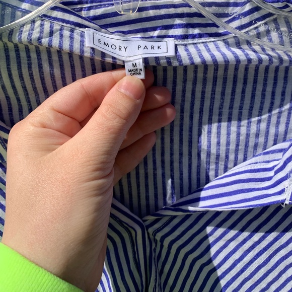 Blue & White Stripped Knot Blouse - Picture 4 of 4